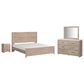Ashley Senniberg 4-Piece King Panel Bedroom Set in Light Brown and White, , large