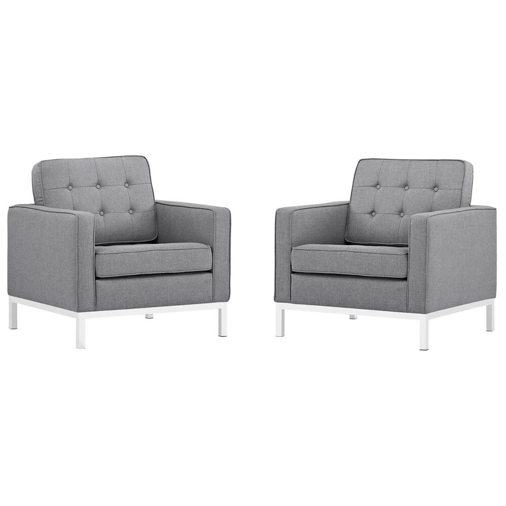 Modway Loft Armchairs in Light Gray (Set of 2), , large