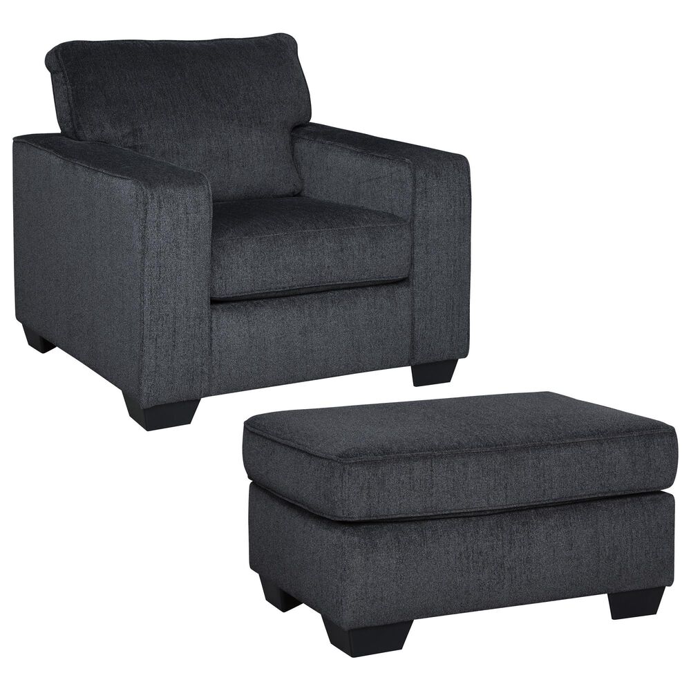 Ashley Altari Chair and Ottoman in Slate, , large