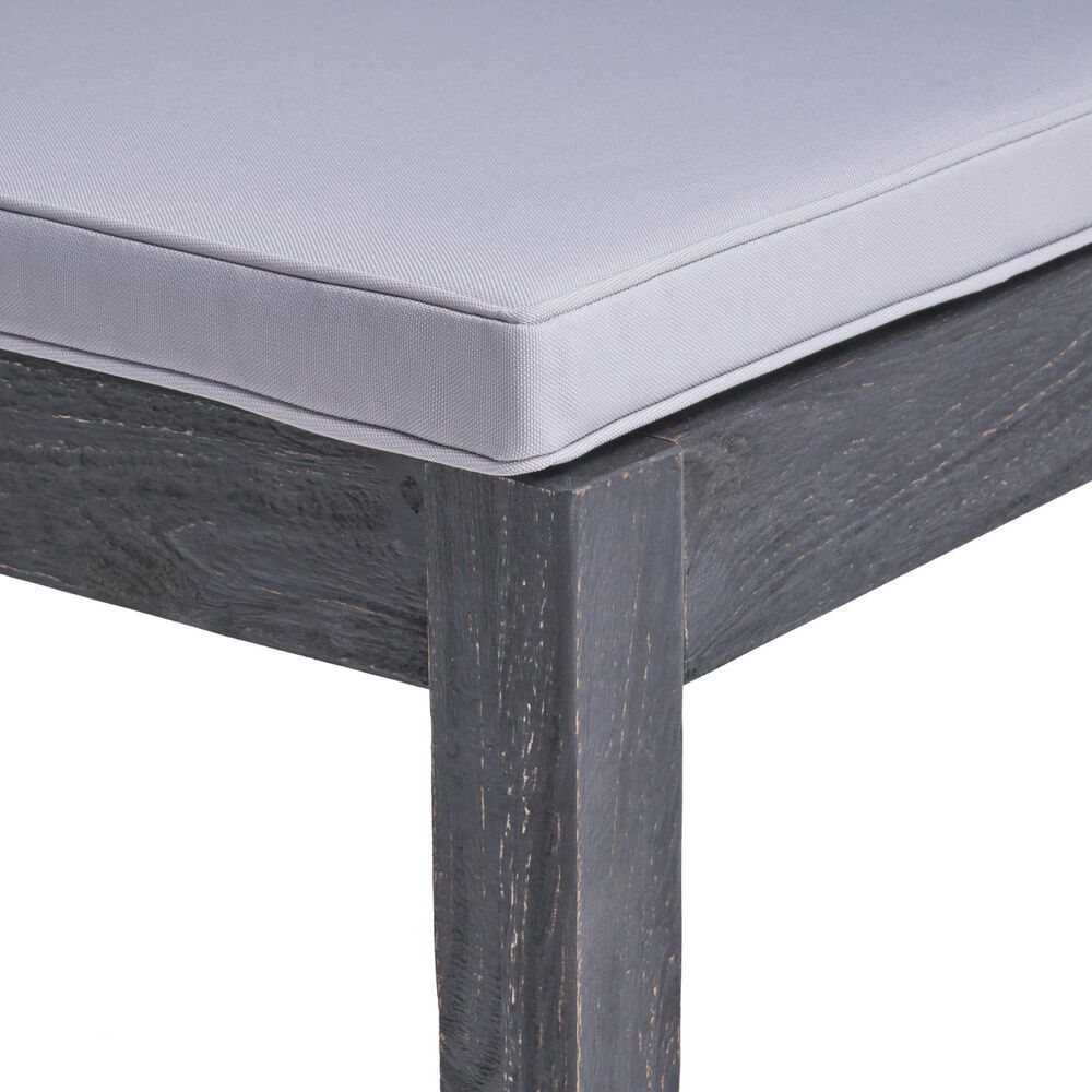 Hearth and Haven Outdoor Armless Dining Chair with Dark Gray Frame in Light Gray (Set of 2), , large