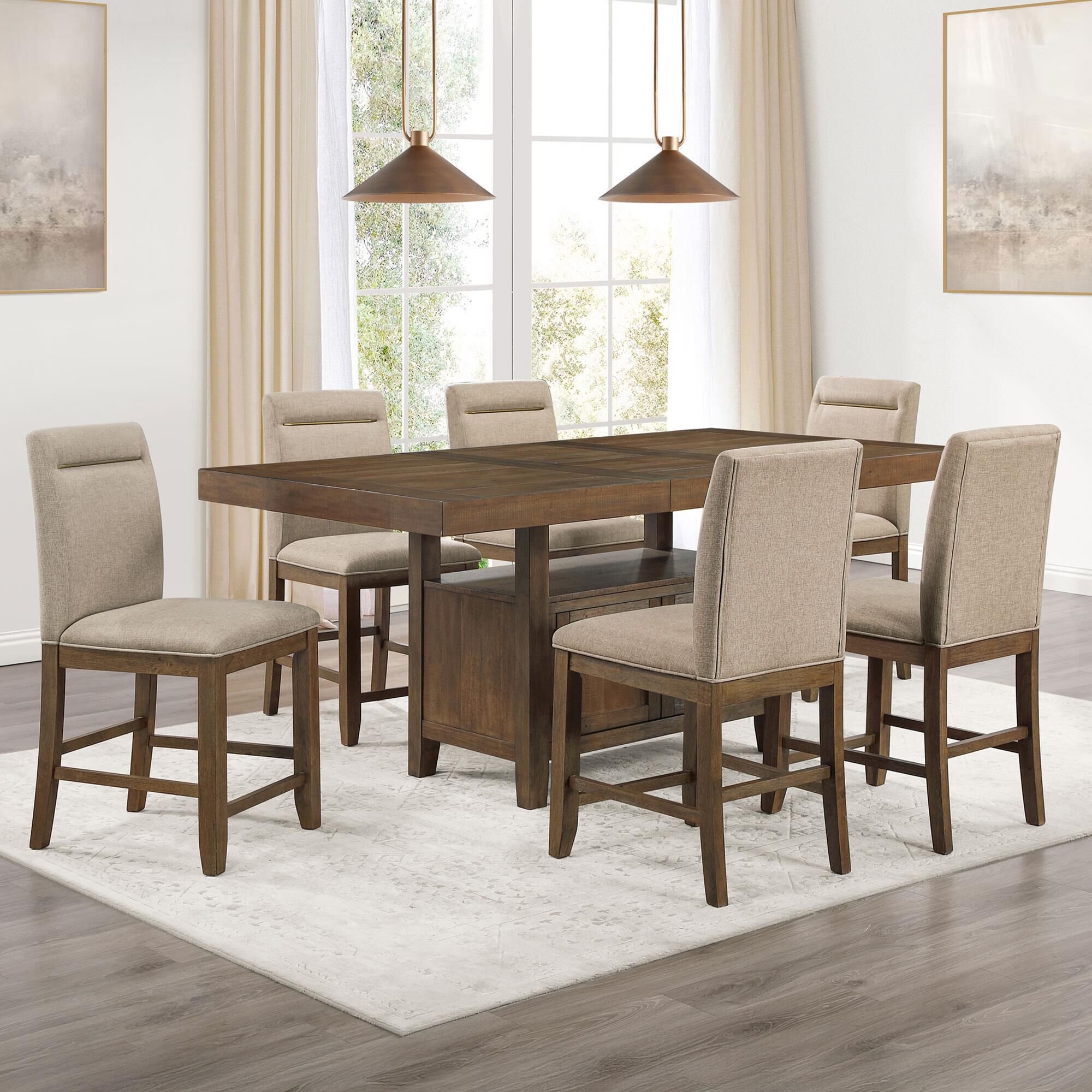 Crystal City Garland 7-Piece Dining Set in Brown