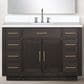 Lexora Home Abbey 48" Single Bathroom Vanity in Brown Oak with 2 cm White Quartz Top and Rectangular Sink, , large