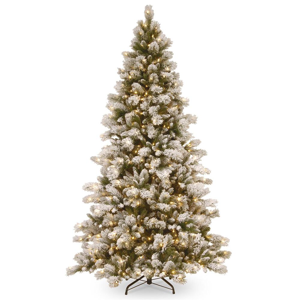 National Tree 7.5" Snowy Westwood Pine Hinged Tree with 650 White Lights, , large