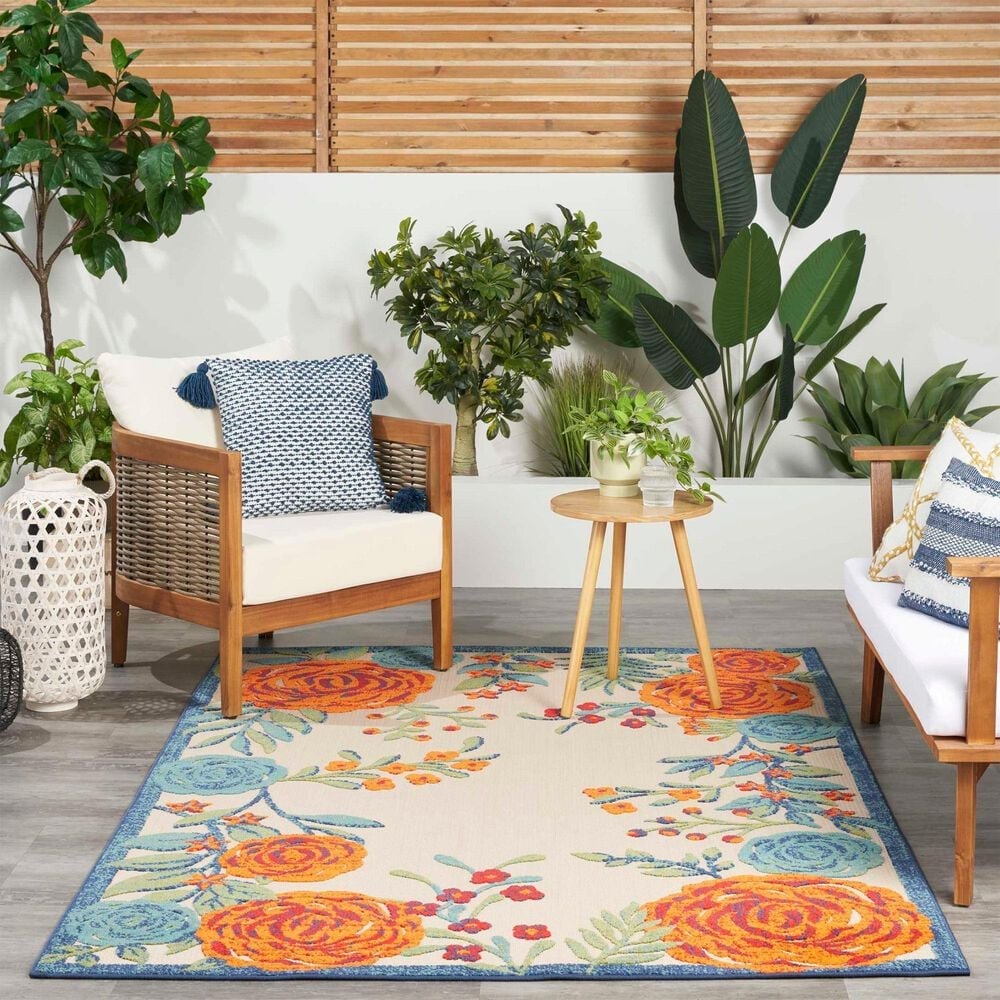 Nourison Aloha ALH32 10&#39; x 14&#39; Ivory and Multicolor Indoor/Outdoor Area Rug, , large