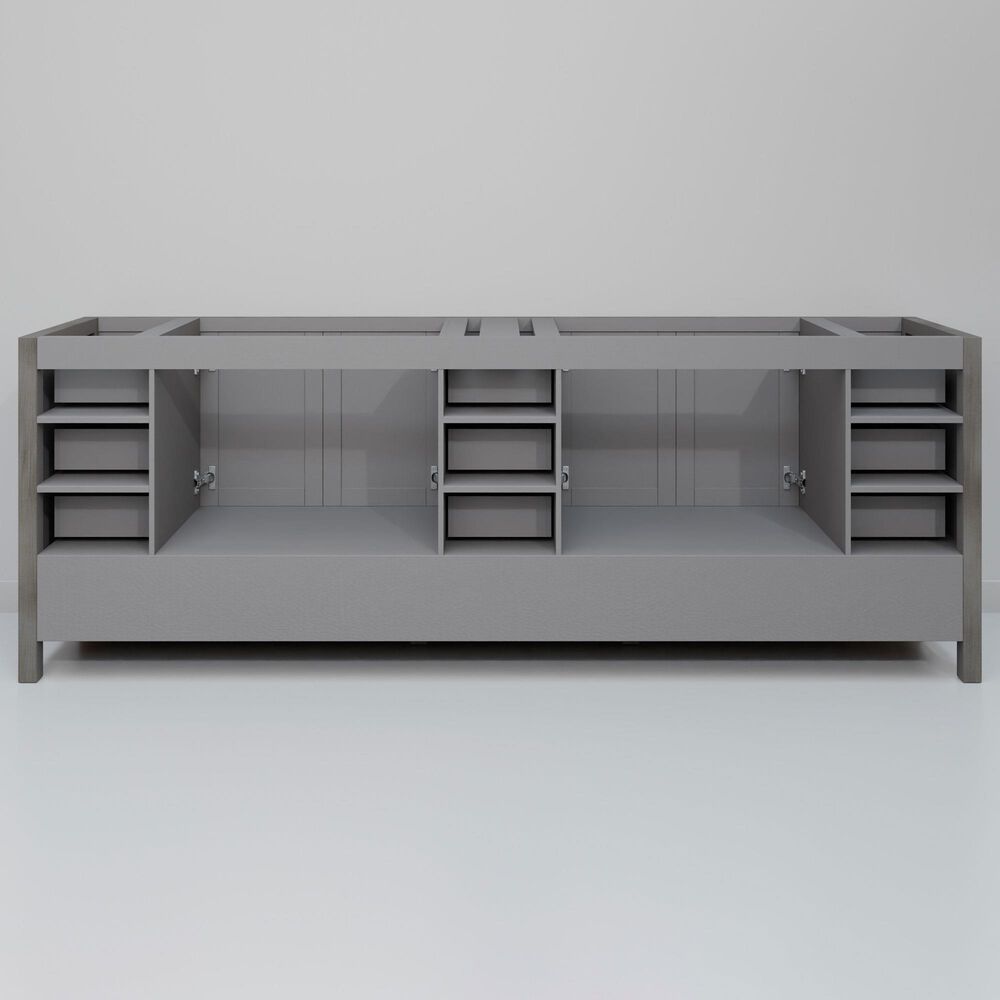 Lexora Home Jacques 84&quot; Double Bathroom Vanity in Distressed Grey with 2 cm White Quartz Top and Rectangular Sinks, , large