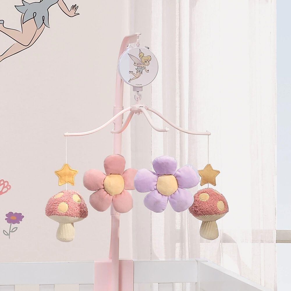 Lambs and Ivy Tinker Bell Musical Baby Crib Mobile Soother Toy in Pink, Lavender and Yellow, , large