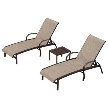 HOMLUX 3-Piece Patio Chaise Lounge Set in Brown, , large
