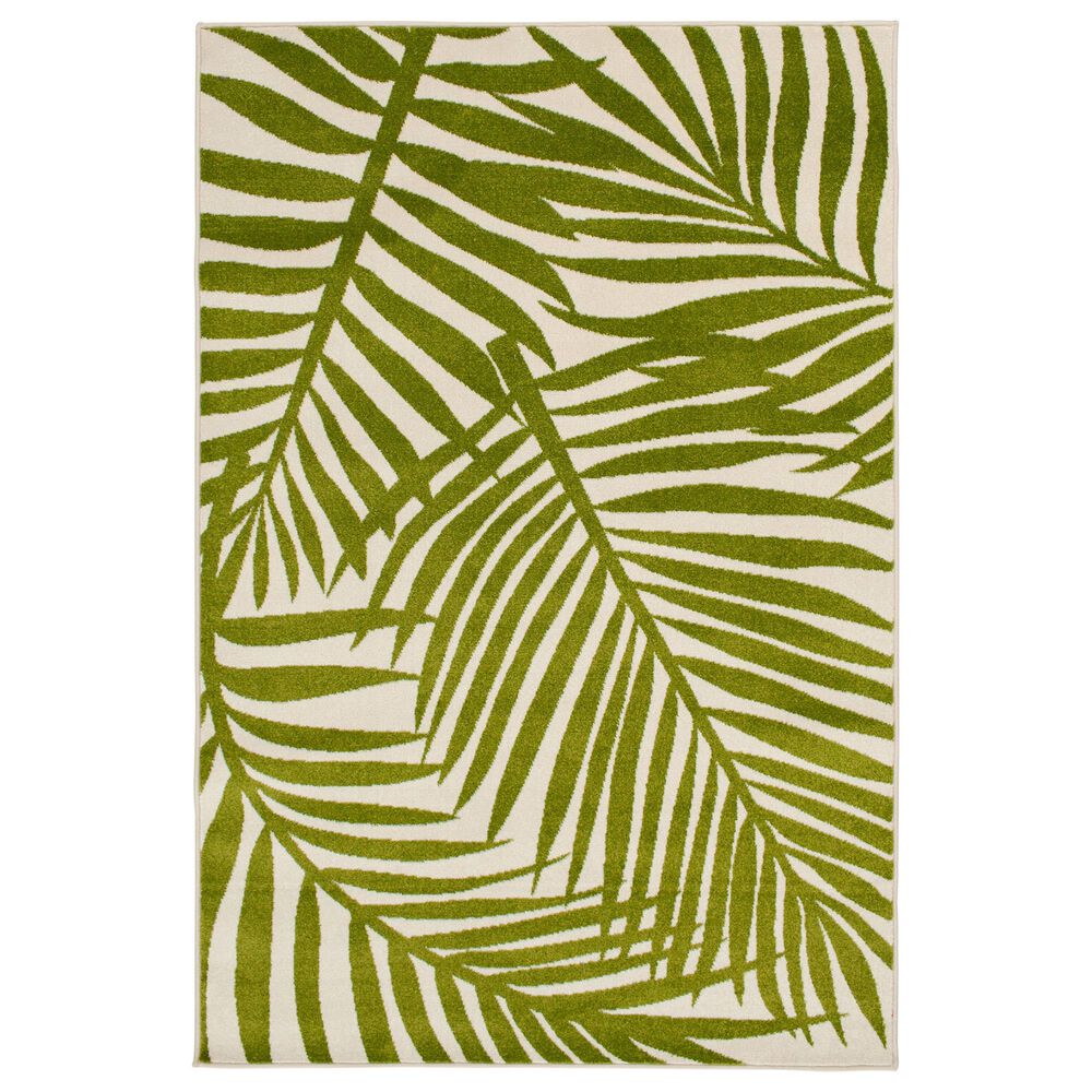 Central Oriental Terrace Tropic Tropical 5" x 7"3" Snow and Leaf Area Rug, , large