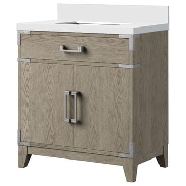 Lexora Home Laurel 30" Single Bathroom Vanity in Grey Oak with White Cultured Marble Top and Rectangular Sink, , large