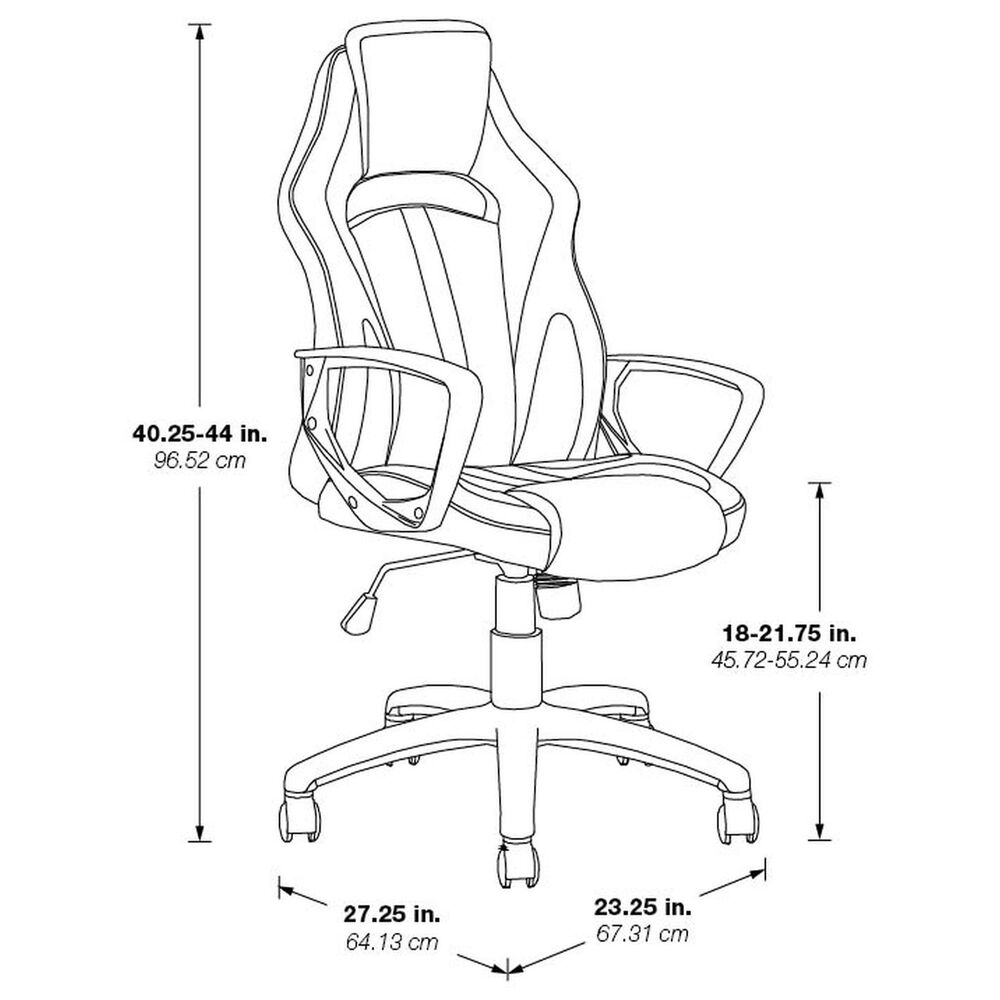 Valor Living Influx Gaming Chair in Black and Grey, , large