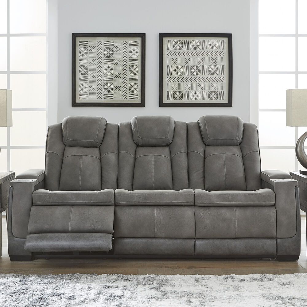 Ashley Next-Gen DuraPella Power Reclining Sofa in Slate, , large