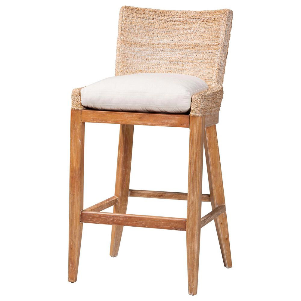 Baxton Studio Ridley Bar Stool in Whitewash, , large