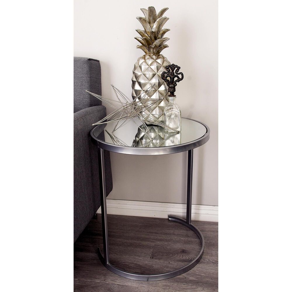 Maple and Jade 3-Piece Round Nesting Accent End Table Set in Silver, , large