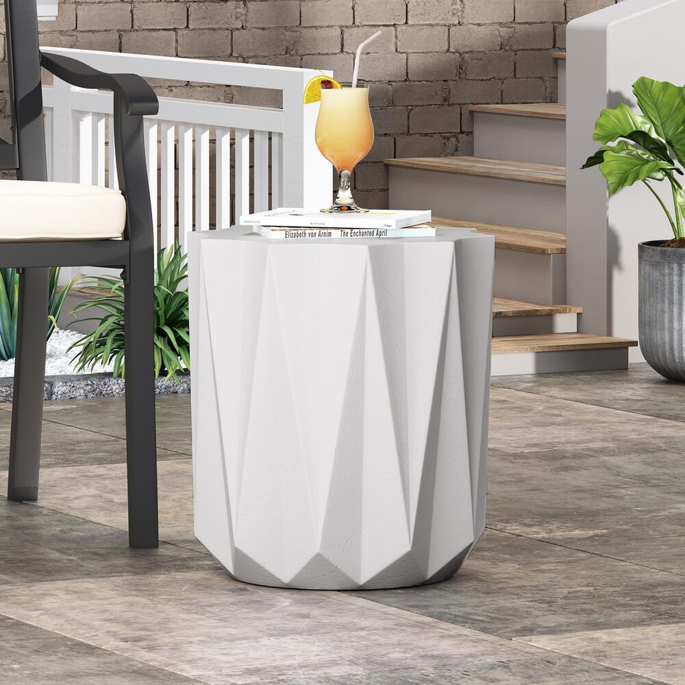 Hearth and Haven Star Patio Side Table in Antique White, , large