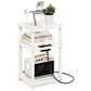 HOMLUX 3-Tier Turn-N-Tube End Table with Charging Station in White, , large