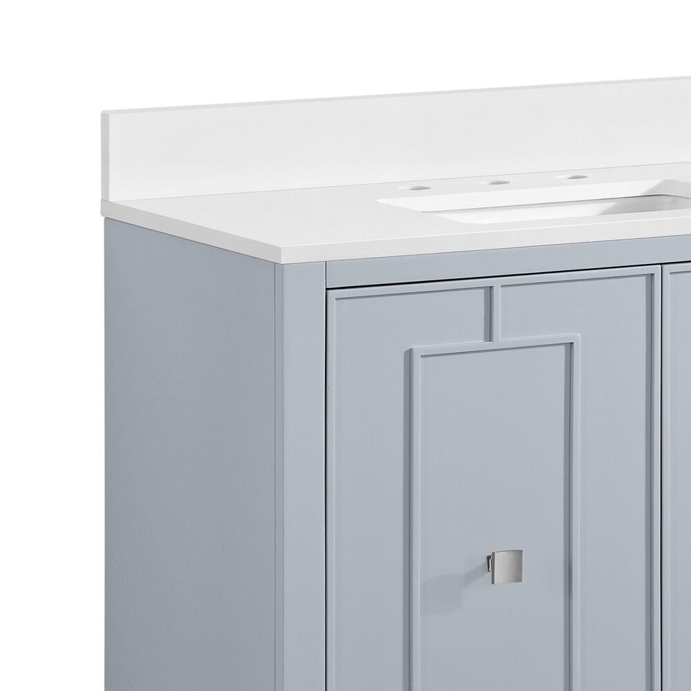 37B Kinsale 36" Single Bathroom Vanity Cabinet in Soft Blue with White Composite Stone Top and Backsplash, , large