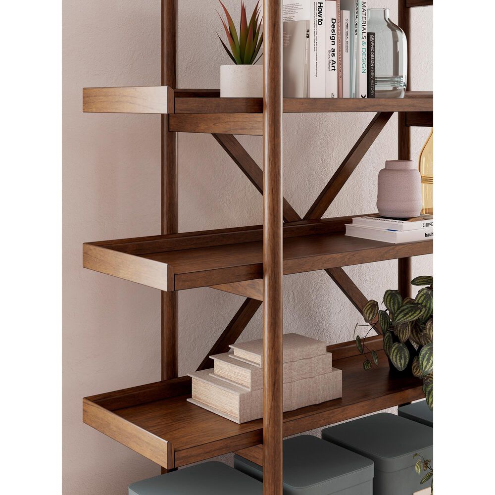 Ashley Lyncott 70" Bookcase in Brown, , large