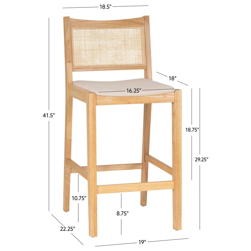 Linon Home Decor Bauer Barstool in Natural (Set of 2), , large