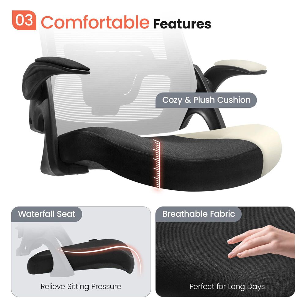 HOMLUX Swivel Ergonomic Office Chair with Headrest Lumbar Support in Black, , large