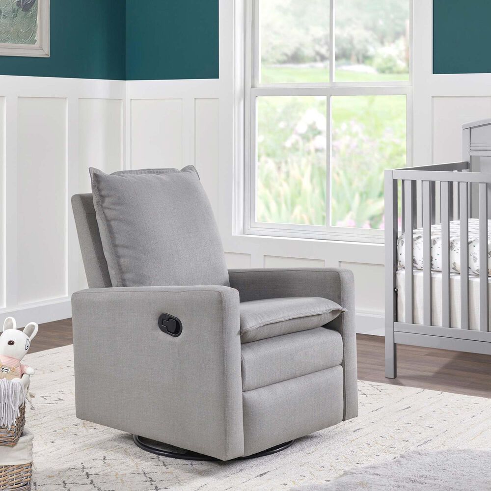 M Design Village Uptown Swivel Push Back Rocker Recliner in Gray, , large