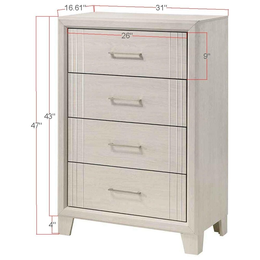 Crown Mark Charlie 4-Drawer Chest in White, , large