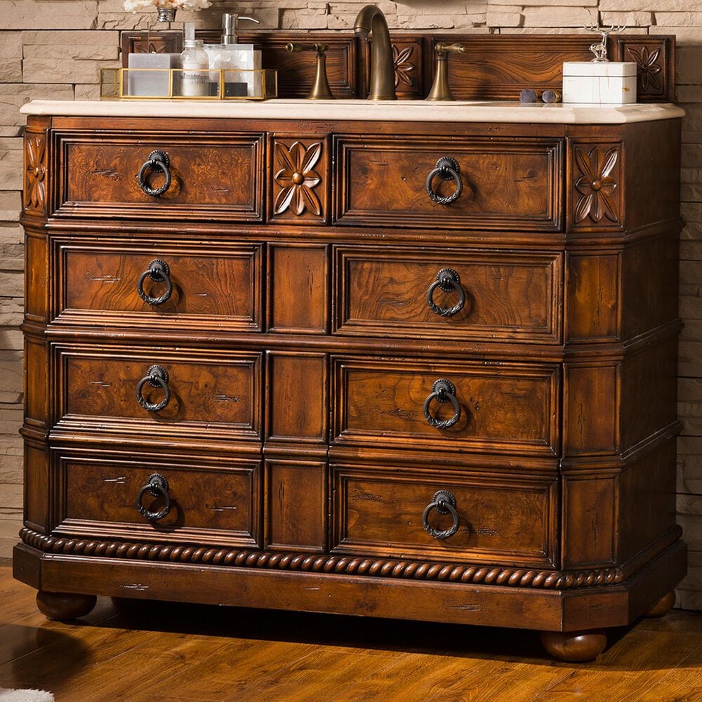 James Martin Regent 41" Single Vanity in English Burl with 2 cm Galala Beige Marble Top, , large