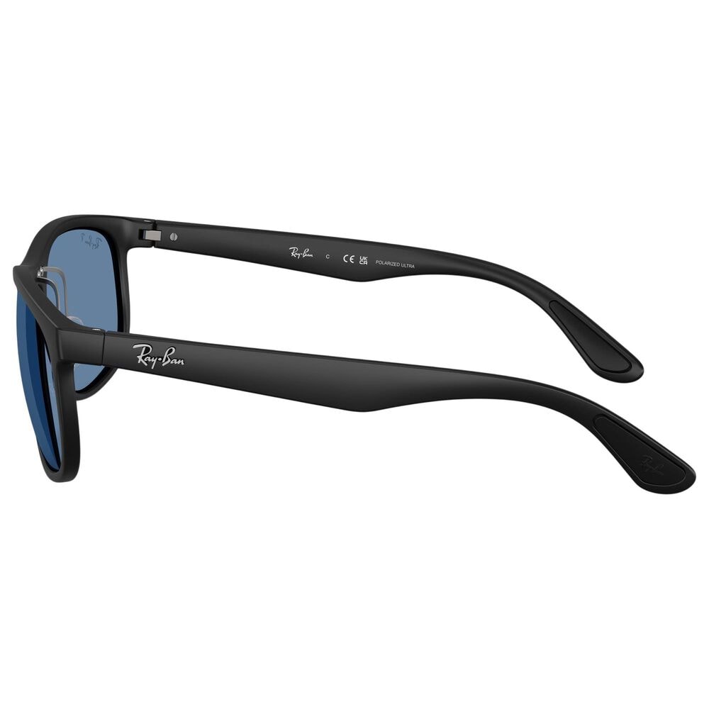 Rayban Glasses Sunglasses with Polarized Blue Lenses in Matte Sand Black, , large