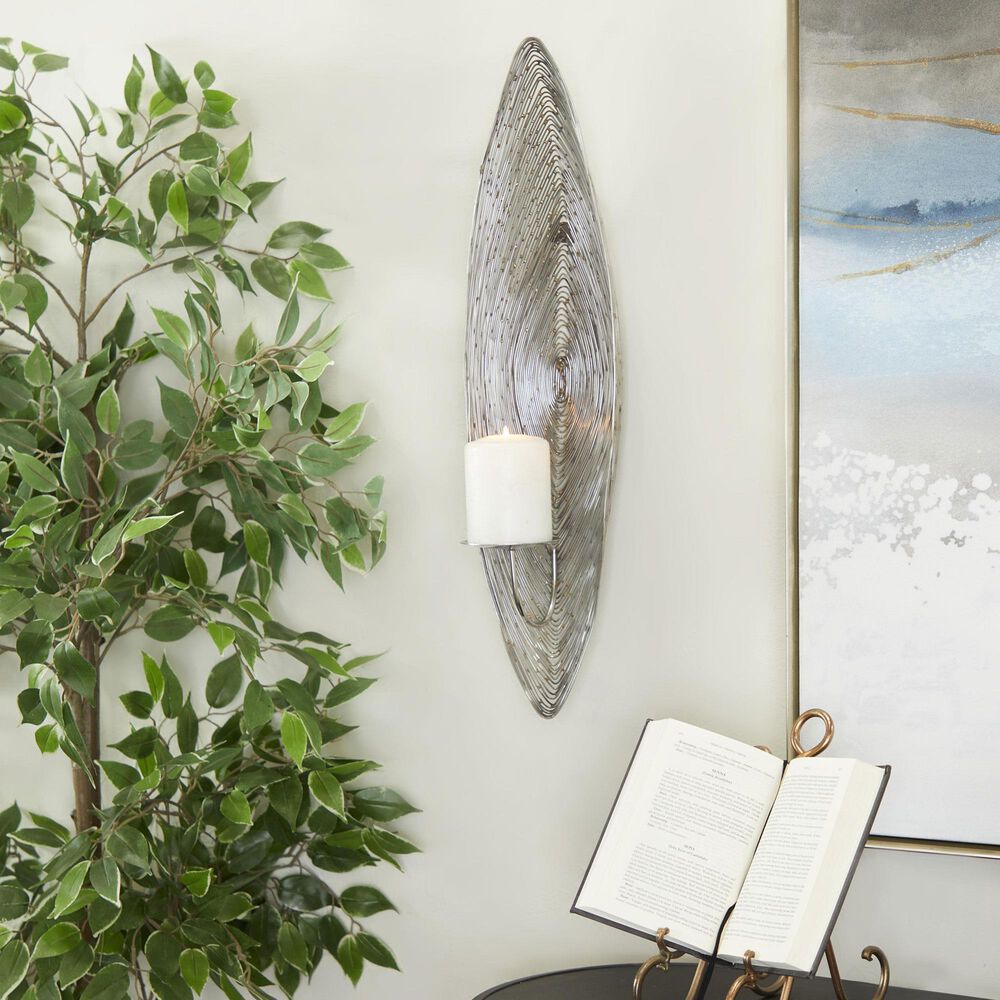 Maple and Jade Single Candle Wall Sconce in Silver, , large
