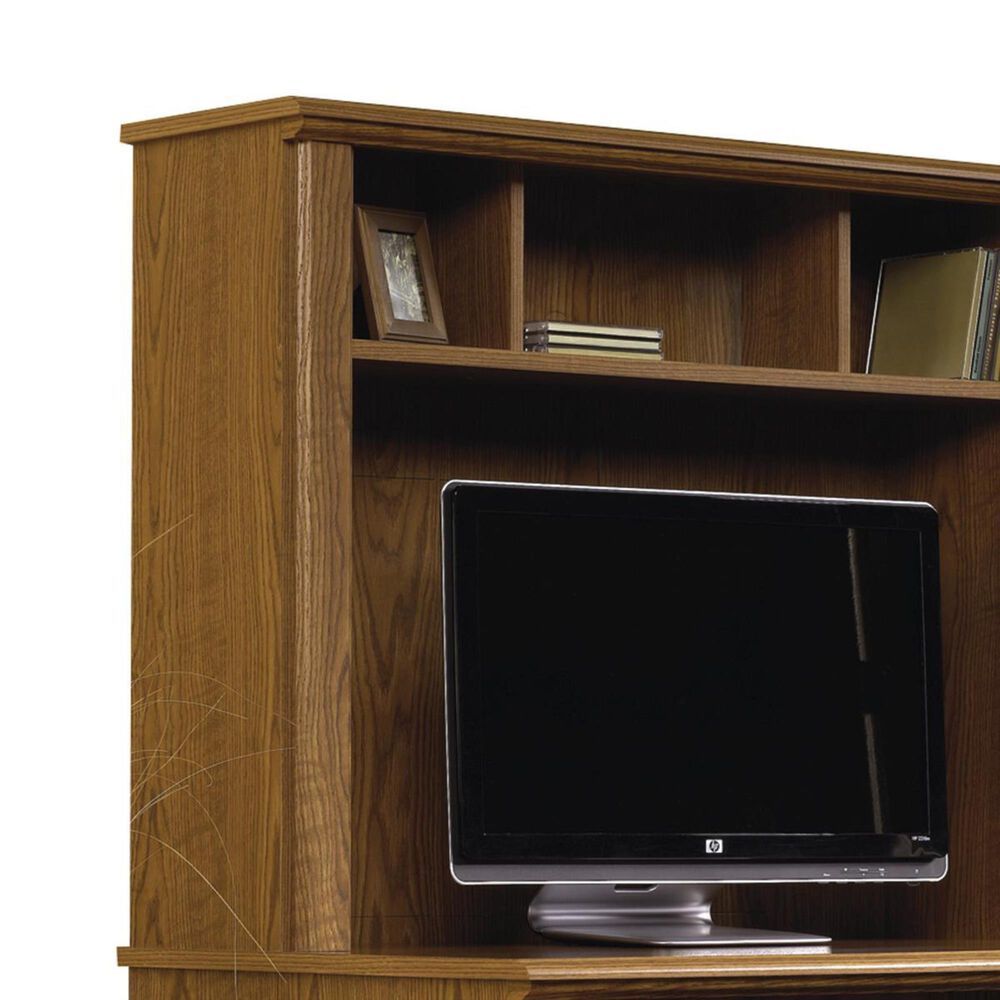 Sauder Orchard Hills Computer Desk and Hutch in Carolina Oak Shop NFM