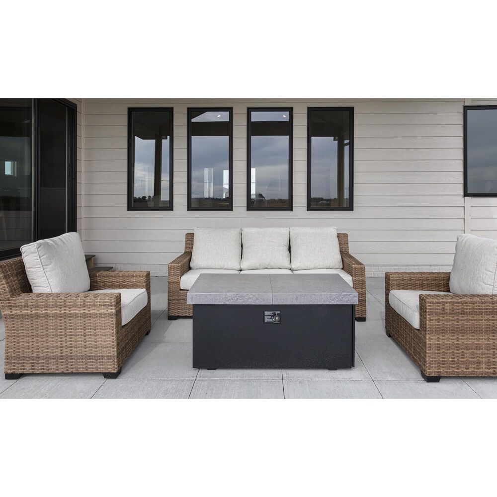 Slate and Company Rectangular Functional Fire Pit in Black and Concrete, , large