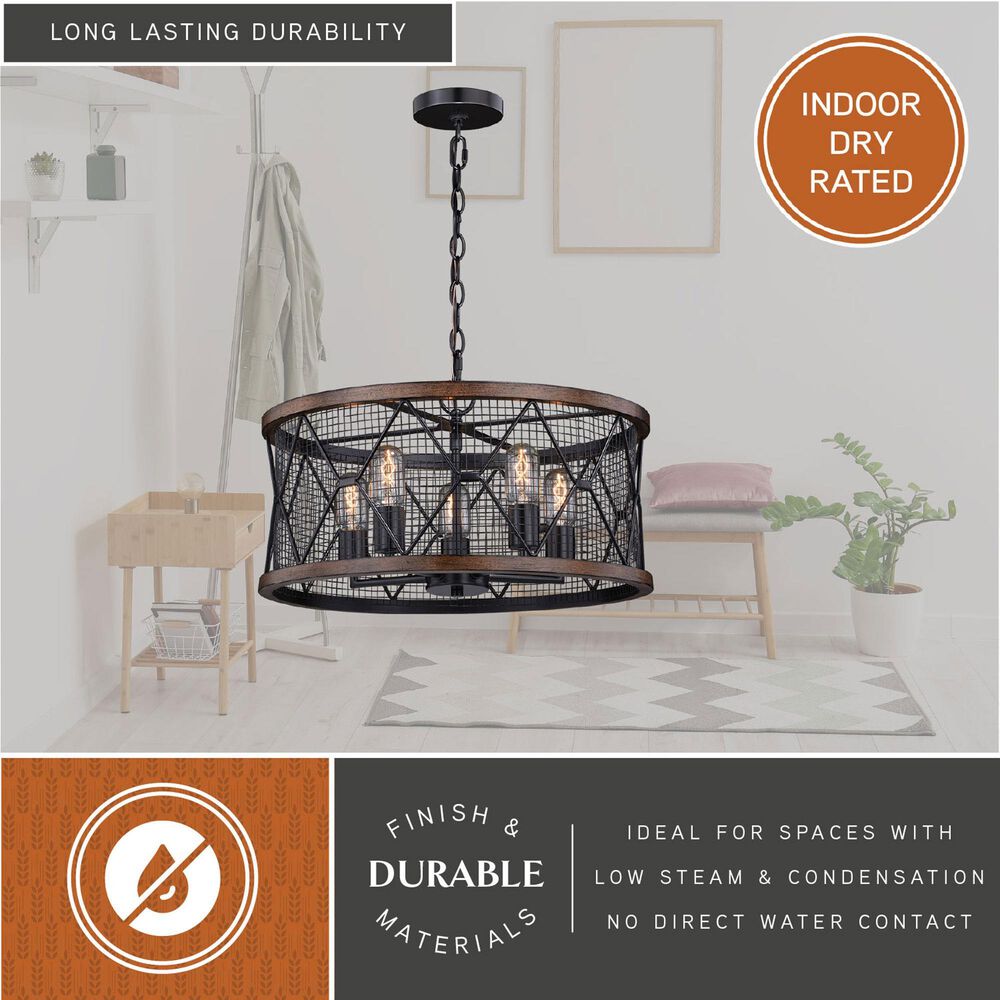 Vaxcel Bremerton 5-Light Chandelier in Black and Burnished Teak, , large