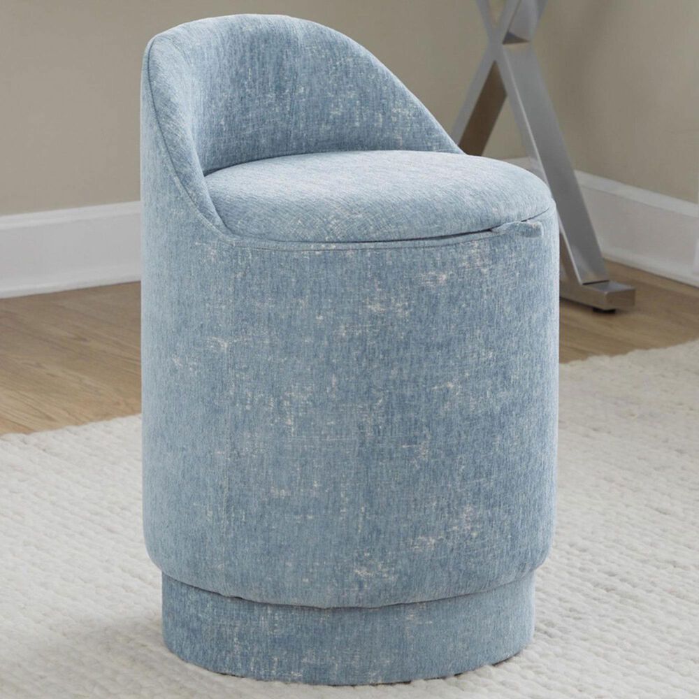Lumisource Marla Upholstered Vanity Stool in Blue, , large