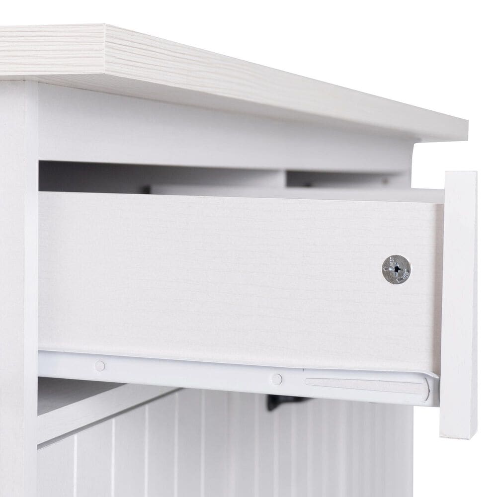 HOMLUX 44" Kitchen Island with Trash Can Storage Cabinet in White, , large
