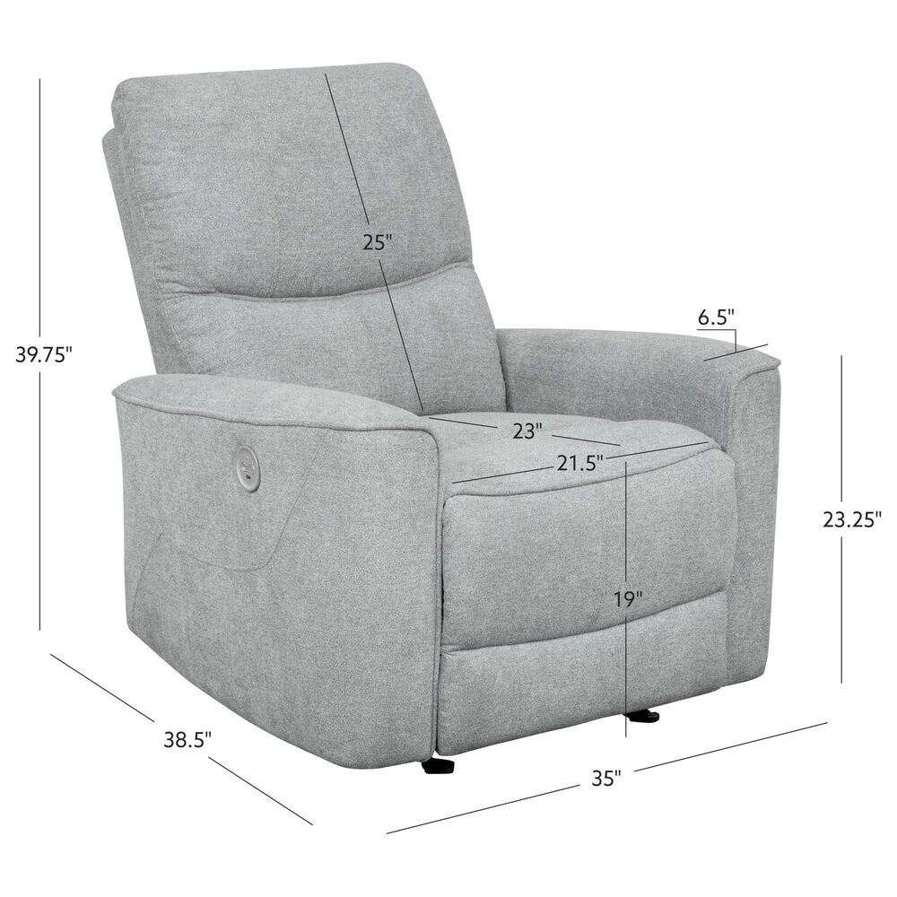 Linon Home Decor Colton Power Recliner in Grey, , large