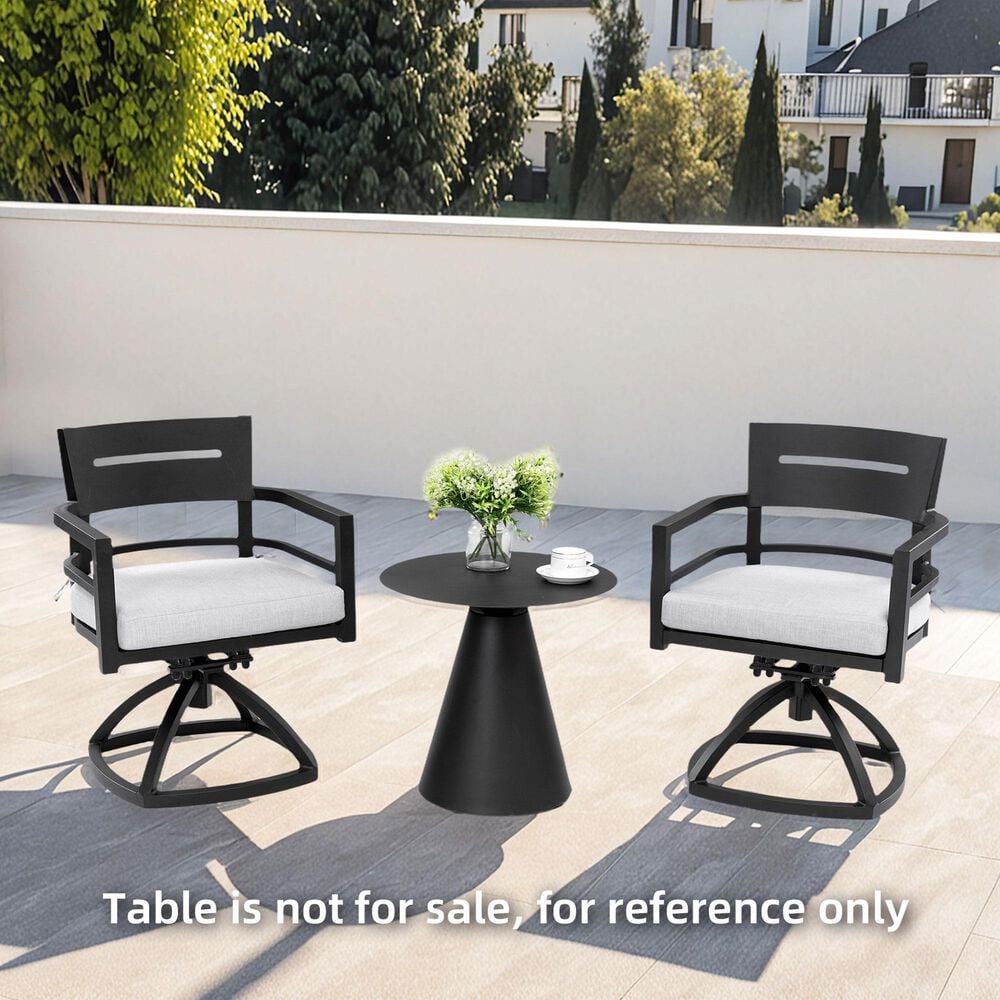 Hearth and Haven Patio Swivel Rocker Chair with Cushion in Ember Black (Set of 2), , large