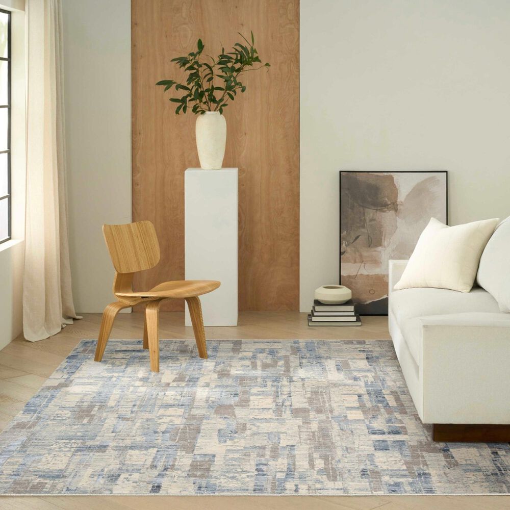 Nourison Drift Blue and Beige 7'10" x 10'2" Area Rug, , large