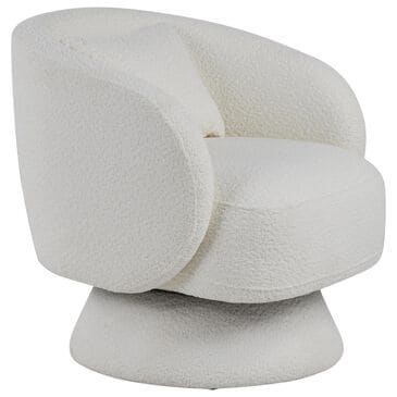 LumiSource Zara Swivel Accent Chair with Pillow in White, , large