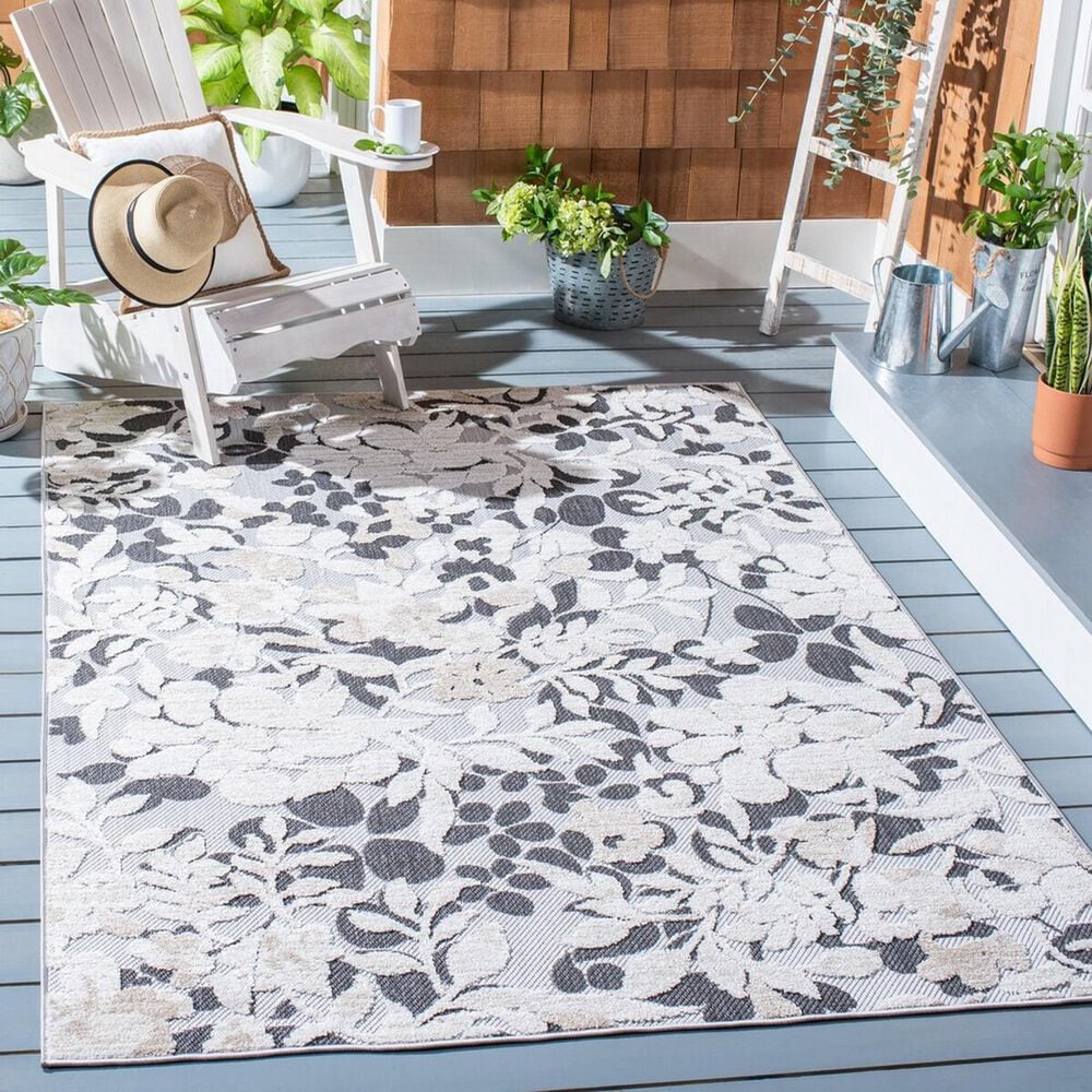 Safavieh Cabana CBN672A 3&#39; x 5&#39; Ivory and Charcoal Indoor/Outdoor Area Performance Rug, , large