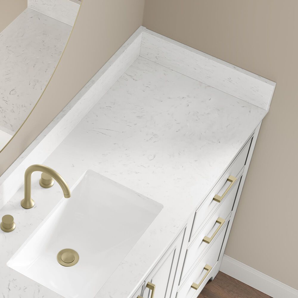 37B Lucerne 60" Single Bathroom Vanity in Bright White with Marble Top and Backsplash, , large