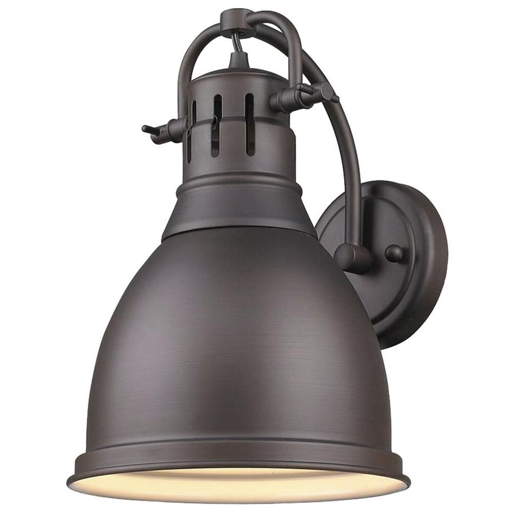 Golden Lighting Duncan 1-Light Wall Sconce in Rubbed Bronze with a Rubbed Bronze Shade, , large