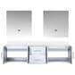 Lexora Home Geneva 72" Double Bathroom Vanity in Glossy White with 2 cm White Cultured Marble Top, Rectangular Sinks and 30" LED Mirrors, , large