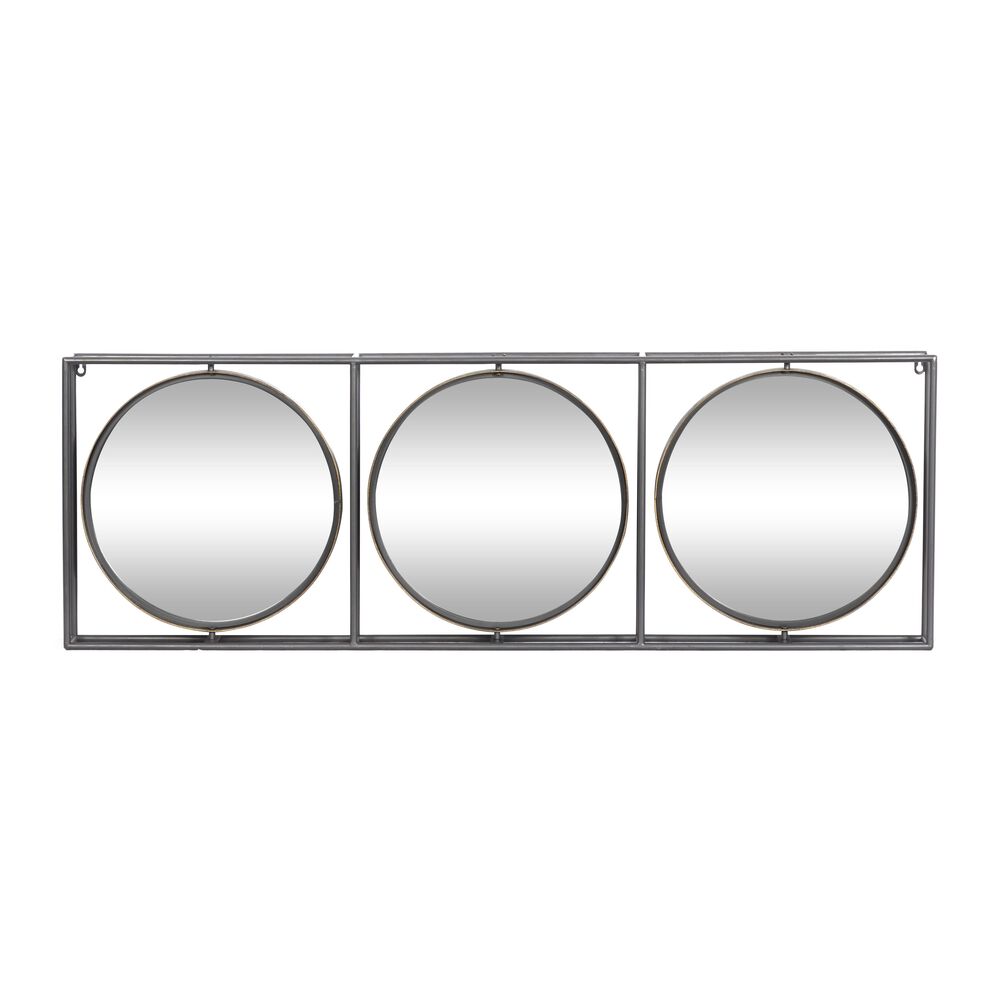 Maple and Jade 52" x 18" Modern Metal Wall Mirror in Black, , large