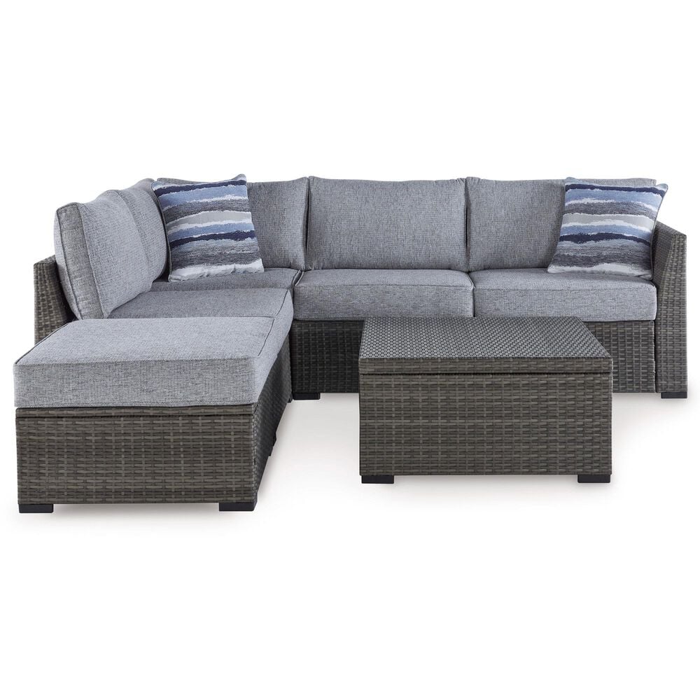 Ashley Petal Road 4-Piece Patio Sectional Set in Gray, , large
