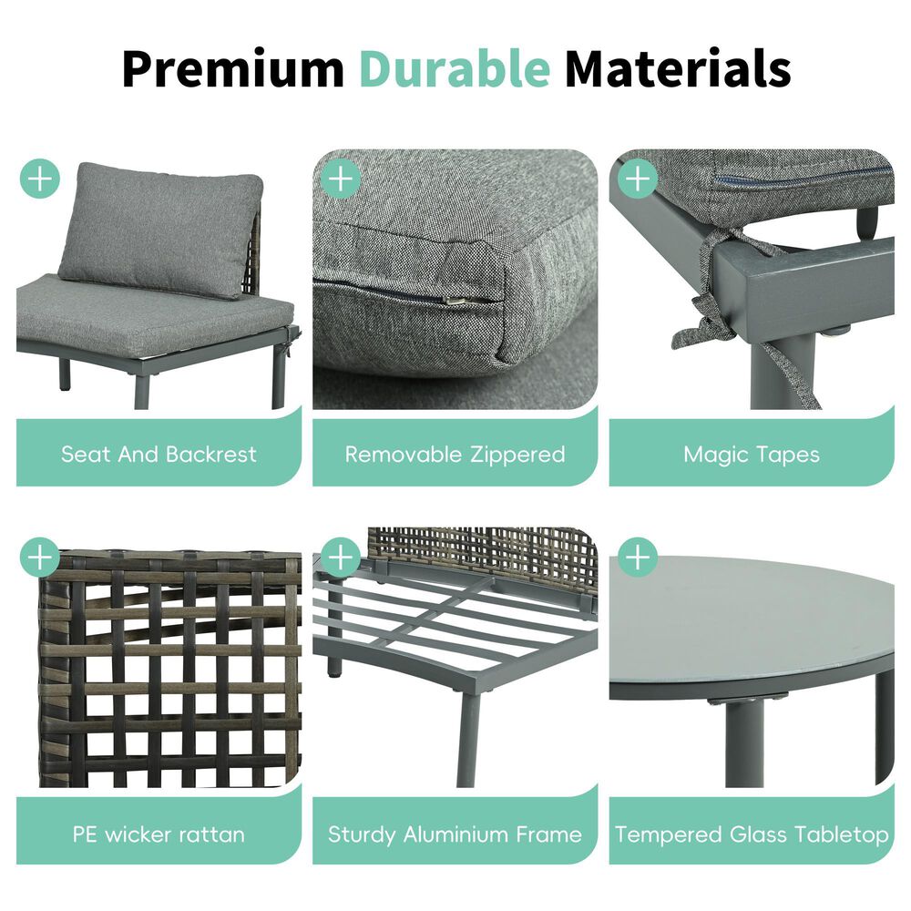 HOMLUX 8-Piece Patio Sofa Furniture Set in Gray, , large