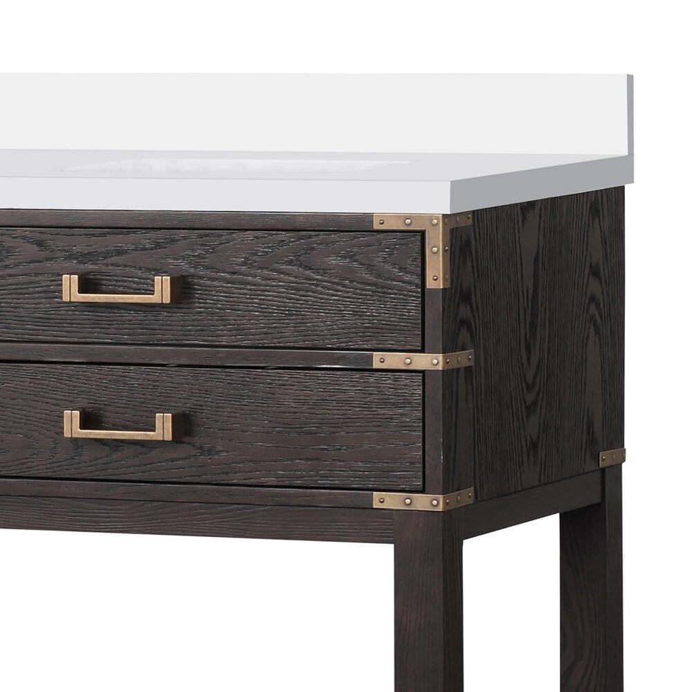 Lexora Home Norwalk 80&quot; Double Bathroom Vanity in Brown Oak with White Quartz Top and Rectangular Sinks, , large
