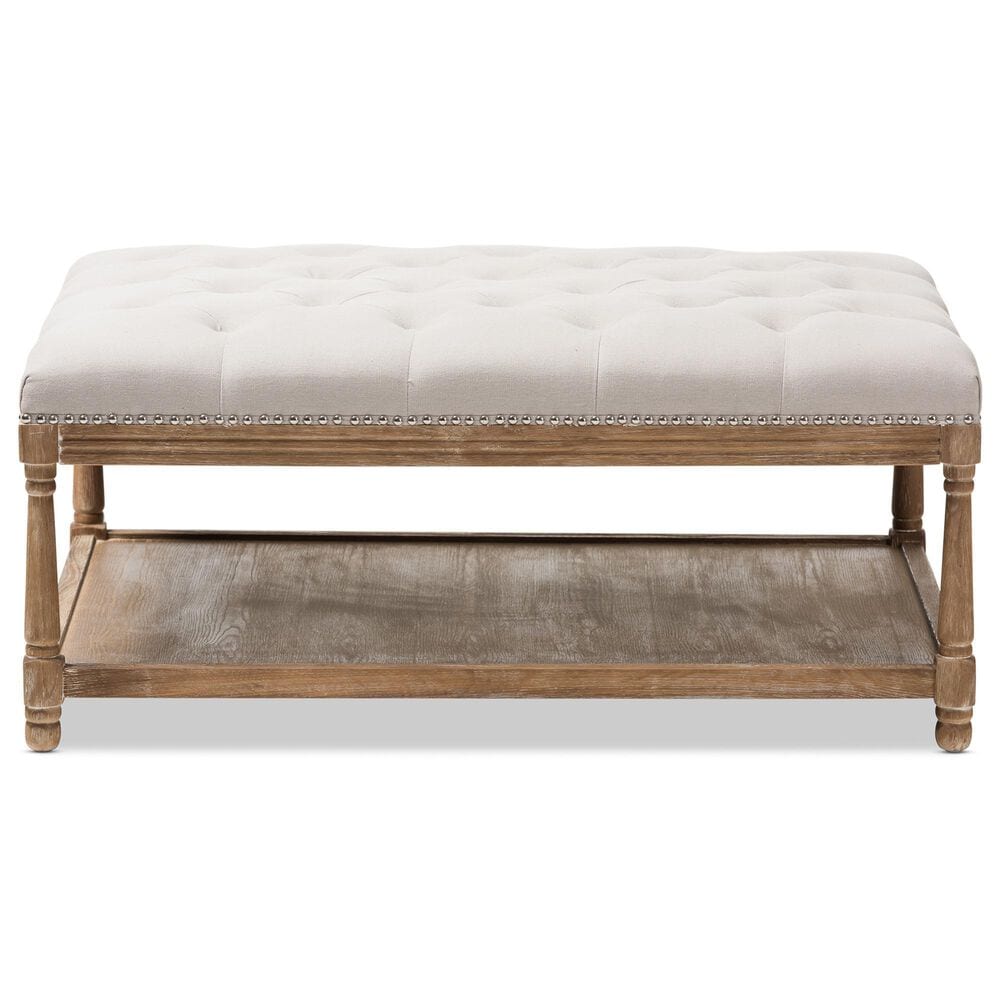 Baxton Studio Carlotta Rectangle Ottoman in Beige, , large