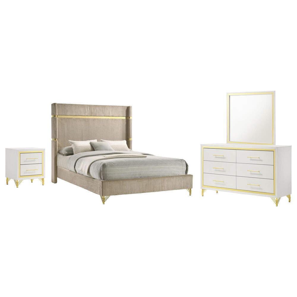 Pacific Landing Lucia 4-Piece King Bedroom Set in Beige, , large