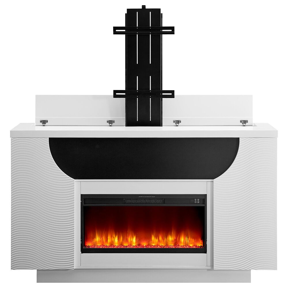 Global Furniture USA Aveena 76-Inch Fireplace in White, , large