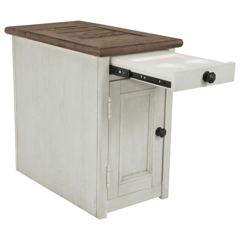 Ashley Bolanburg Chairside Table with USB in Weathered Oak and Antique White, , large