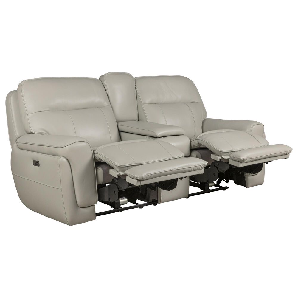 Sienna Designs Leather Power Reclining Console Loveseat with Power Headrests in Glacier Ice, , large